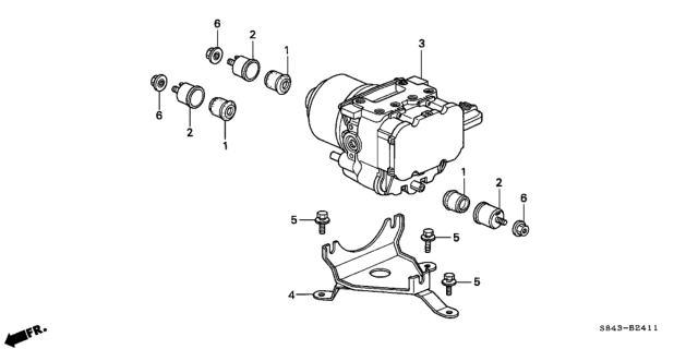 2000 Honda Accord Bracket, Modulator Diagram for 57115-S87-A50