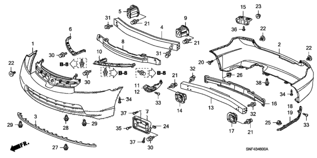 2006 Honda Civic 4 Door GX KA 5AT Bumpers Diagram