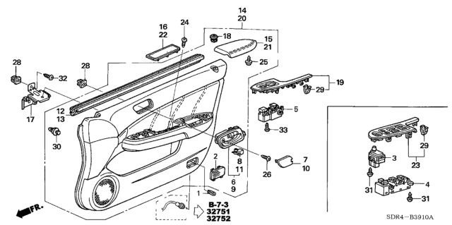 2005 Honda Accord Hybrid Lining Assy., R. FR. Door *YR239L* (LEA) (KI IVORY) Diagram for 83500-SDC-A91ZC