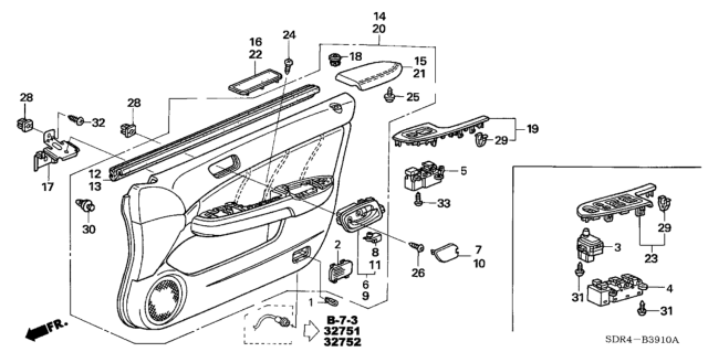 2007 Honda Accord Hybrid Front Door Lining Diagram