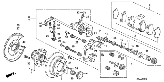 2007 Honda Accord Pad Set, Rear Diagram for 43022-SV4-G23