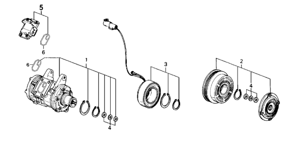 1981 Honda Accord A/C Compressor Sub-Assemblies Diagram