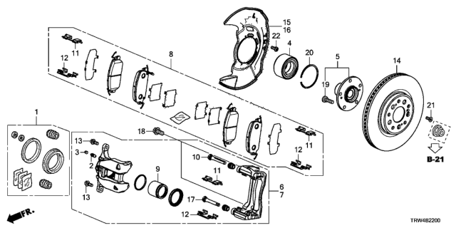 2018 Honda Clarity Plug-In Hybrid Front Brake Diagram