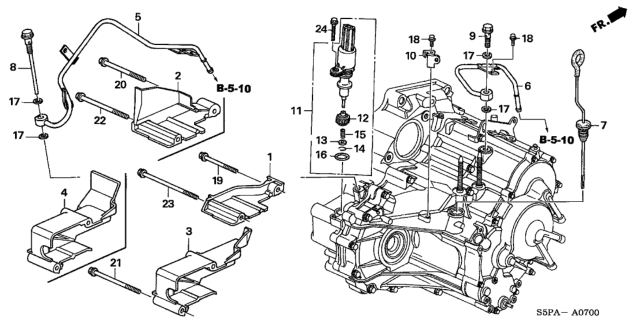 2005 Honda Civic AT ATF Pipe - Speed Sensor Diagram