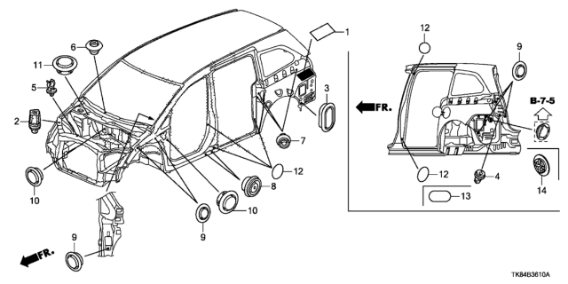 2017 Honda Odyssey Grommet (Front) Diagram