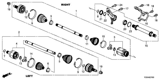 2020 Honda Passport 5 Door EXL (2WD) KA 9AT Driveshaft Diagram
