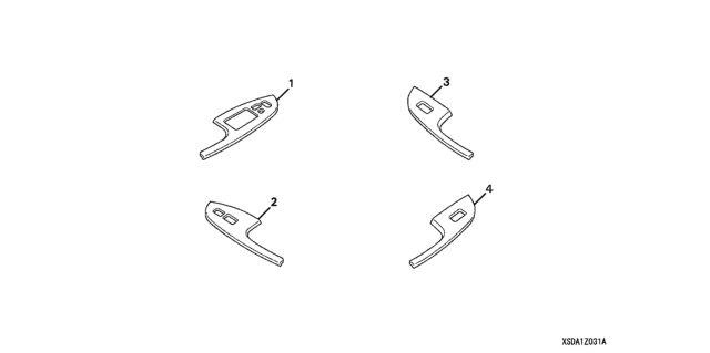 2003 Honda Accord 4 Door LX (SIDE SRS) KL 5AT Switch Panel Kit (Burlwood Look) Diagram