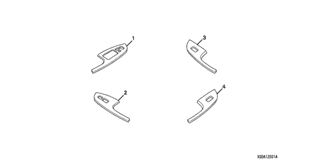 2003 Honda Accord Switch Panel Kit (Burlwood Look) Diagram