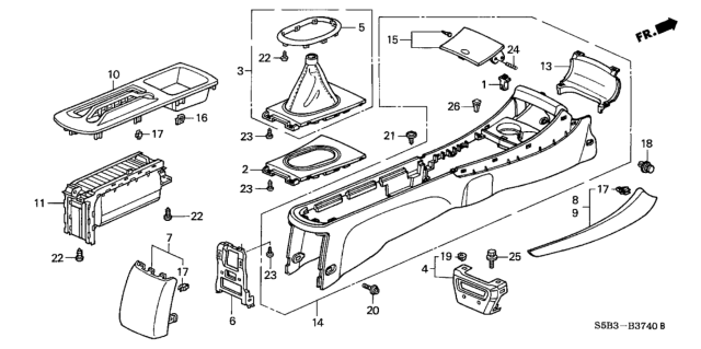 2003 Honda Civic 4 Door MX (HYBRID) KL CVT Console Diagram