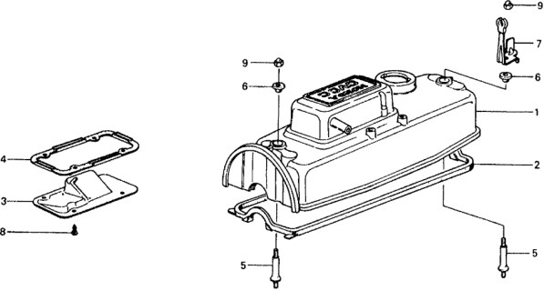 1979 Honda Civic 2 Door ** KA 4MT Cylinder Head Cover Diagram