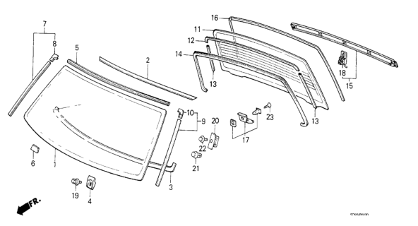 1985 Honda Civic Windshield - Rear Window Diagram