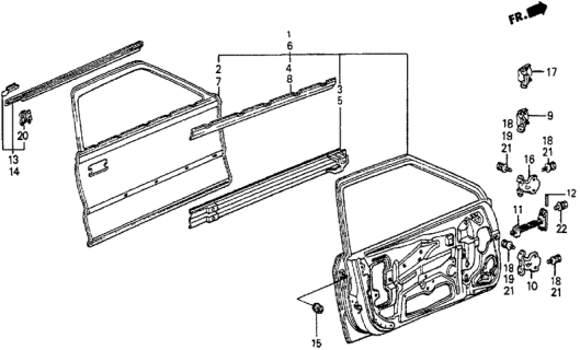 1985 Honda Prelude Skin, R. Door Diagram for 75111-SB0-671ZZ