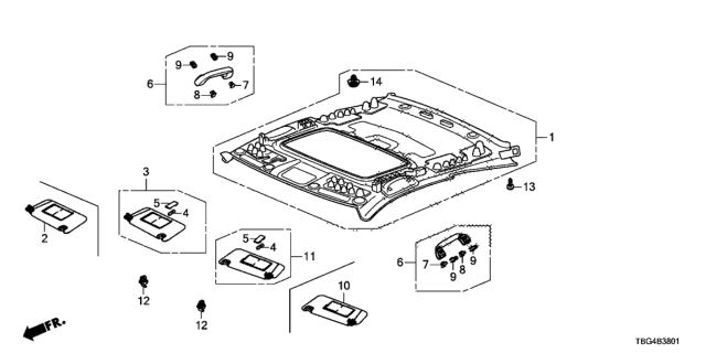 2018 Honda Civic Roof Lining (Sunroof) Diagram