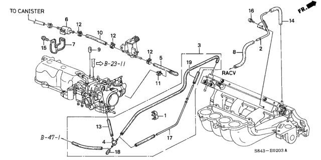 2000 Honda Accord Tube, Air Assistant Diagram for 36462-PAA-L20