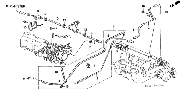 2001 Honda Accord Tube, Pressure Regulator Diagram for 17417-PAA-A10