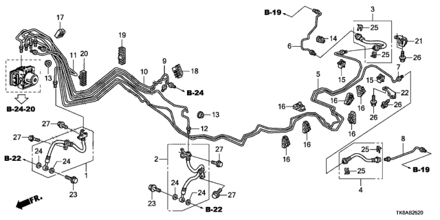 2013 Honda Fit Hose Set, Right Front Brake Diagram for 01464-TG5-H02