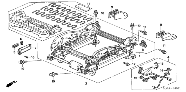 2003 Honda Accord Frame, R. FR. Seat Cushion Diagram for 81136-SDB-A71