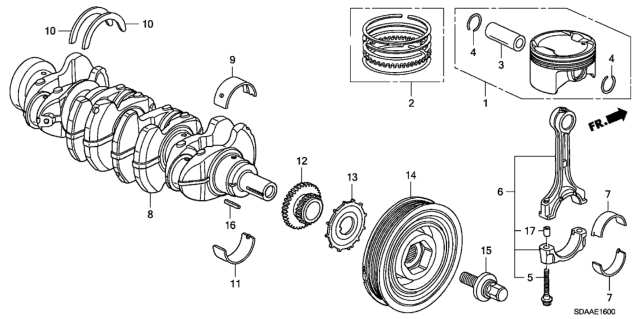 2007 Honda Accord Crankshaft - Piston (L4) Diagram