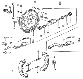 1982 Honda Civic 4 Door ** (1500) KH HMT Rear Brake Shoe Diagram