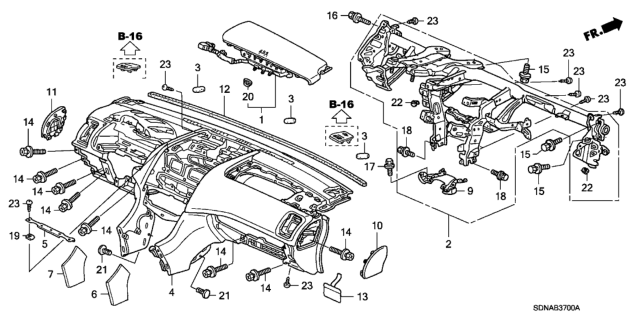 2007 Honda Accord 2 Door LXV6 KA 5AT Instrument Panel Diagram