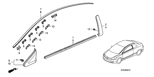 2011 Honda Civic Molding Diagram