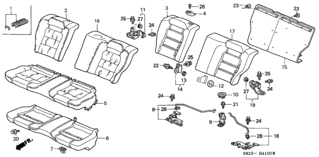 1999 Honda Accord 2 Door LX KA 5MT Rear Seat Diagram