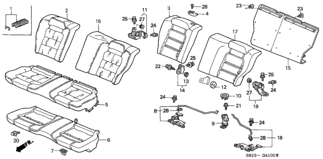 2001 Honda Accord Cover, Right Rear Seat-Back Trim (Mild Beige) Diagram for 82121-S82-A12ZC