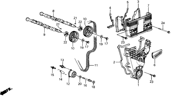 1988 Honda Prelude Rubber, Timing Belt Adjuster Diagram for 90401-634-000