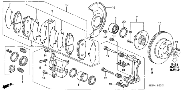 2003 Honda Accord Caliper Sub-Assembly, Right Front (Reman) Diagram for 45018-SDB-A00RM