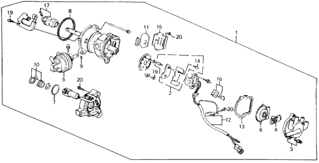 Distributor Assembly Diagram for 30105-PJ0-A03