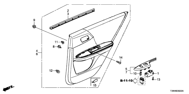 2017 Honda Accord Hybrid Rear Door Lining Diagram