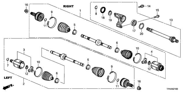 2021 Honda CR-V Hybrid Shaft Assembly-, L Drive Diagram for 44306-TMA-H01