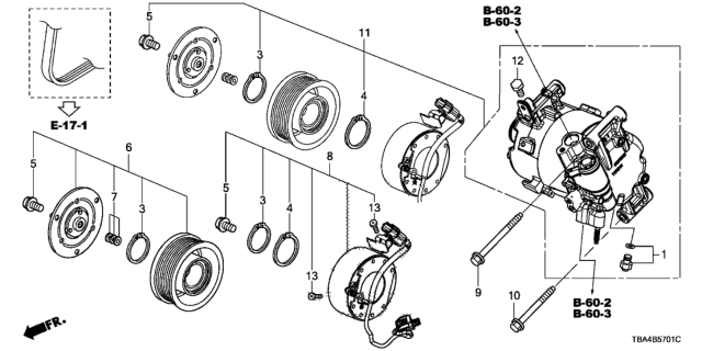 2016 Honda Civic A/C Air Conditioner (Compressor) (2.0L) Diagram