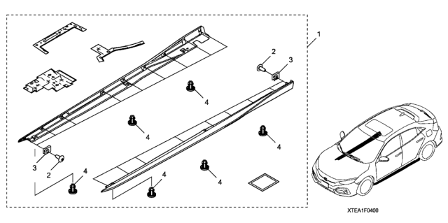 2020 Honda Civic 5 Door LX (HONDA SENSING) KA CVT Underbody Spoiler (Side) Diagram