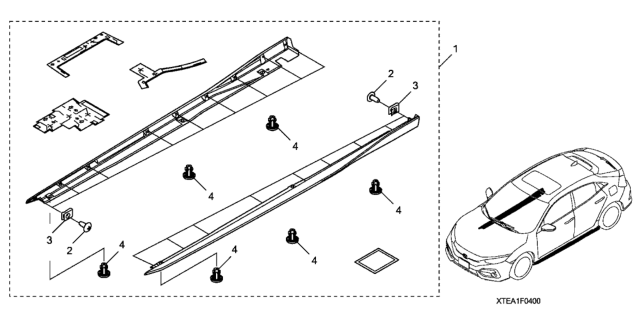 2020 Honda Civic Underbody Spoiler (Side) Diagram