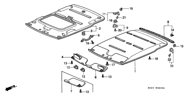 1996 Honda Civic Grab Rail *NH220L* (CLEAR GRAY) Diagram for 83240-S04-000ZA