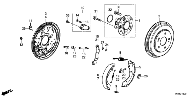 2013 Honda Fit EV Plate, Right Rear Brake Back Diagram for 43110-TX9-A01