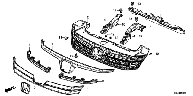 2012 Honda Civic Molding, FR. Grille (Lower) *NH578* (TAFFETA WHITE) Diagram for 71125-TR2-A01ZB