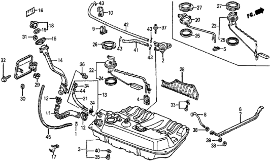 1983 Honda Prelude Clip, Vent Tube Diagram for 17556-SB0-003