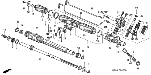 2002 Honda CR-V P.S. Gear Box Components Diagram