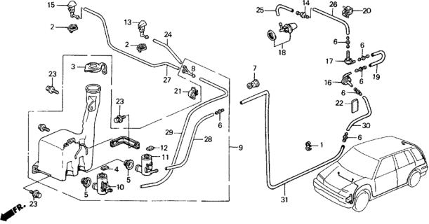 1989 Honda Civic 5 Door ** (WAGOVAN) KA 5MT Windshield Washer Diagram