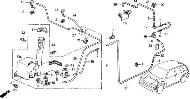 1988 Honda Civic Grommet, RR. Washer Tube Diagram for 76821-SE1-003