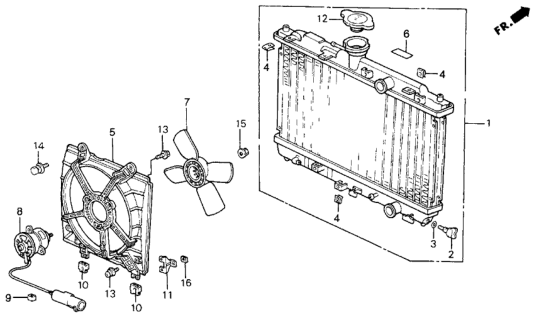 1991 Honda Civic Radiator (Denso) Diagram