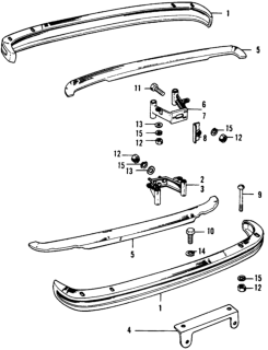 1973 Honda Civic Apron, Bumper Diagram for 62540-634-921Z