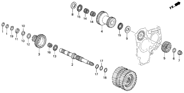 1997 Honda Odyssey 5 Door EX KA 4AT AT Secondary Shaft (2.2L) Diagram