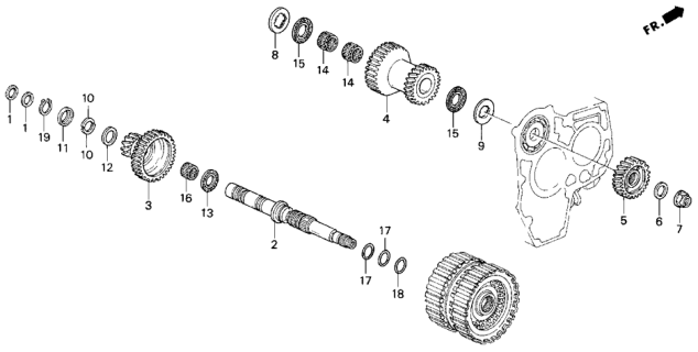 1995 Honda Odyssey Gear, Secondary Shaft Second Diagram for 23431-P1B-000