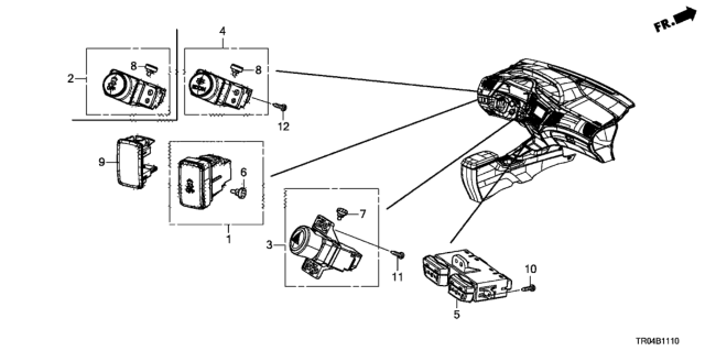 2012 Honda Civic Switch Assy., Economy Diagram for 35570-TR0-A01