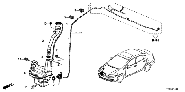 2013 Honda Civic Mouth, Washer Diagram for 76805-TR3-A01