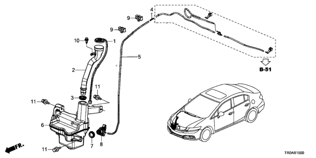 2013 Honda Civic Tube (4X7X890) Diagram for 76833-TR3-A01