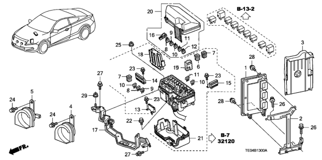 2009 Honda Accord Cover, Lower Diagram for 38257-TA0-A01